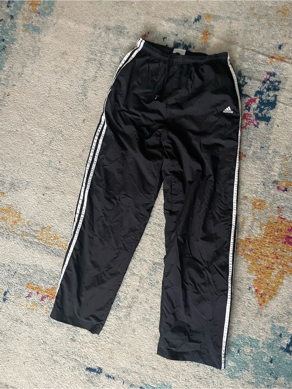 adidas Black Track Pants with White Triple Stripes
